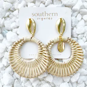 Tropical Rattan “Retro” Hoop Earrings