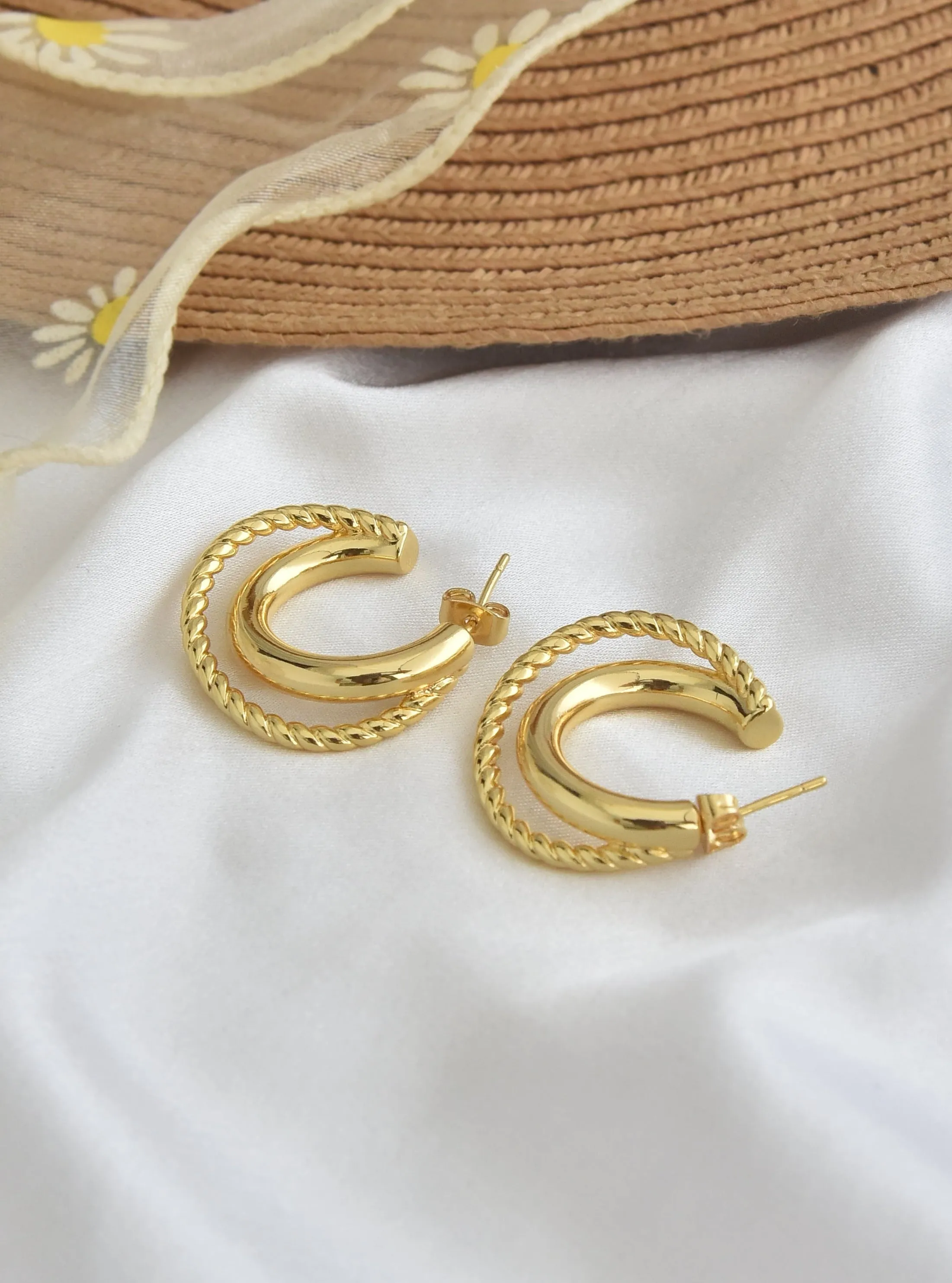 Twin Cross Statement Hoop Earrings