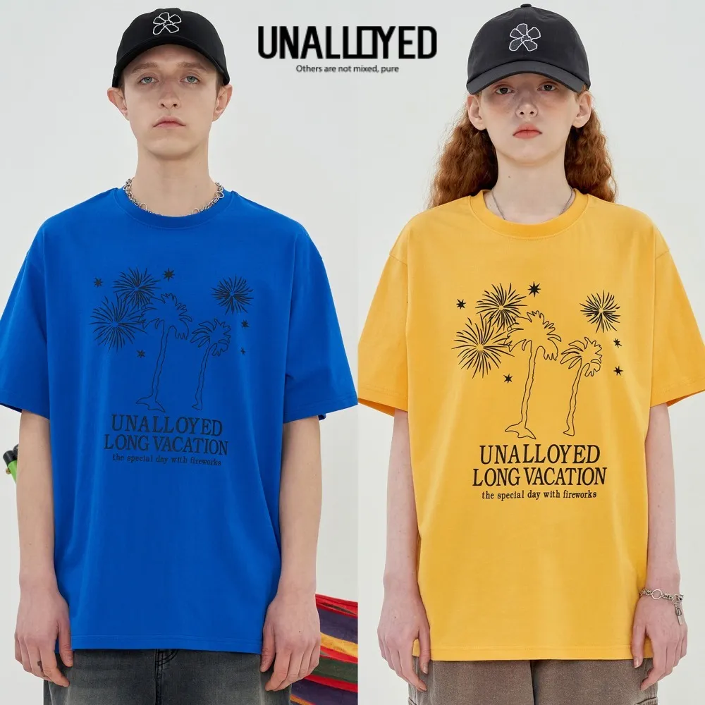 UNALLOYED  |Flower Patterns Unisex Street Style Short Sleeves Oversized