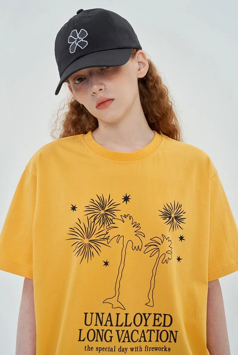 UNALLOYED  |Flower Patterns Unisex Street Style Short Sleeves Oversized