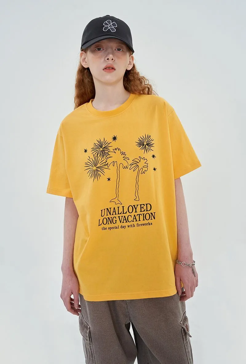 UNALLOYED  |Flower Patterns Unisex Street Style Short Sleeves Oversized