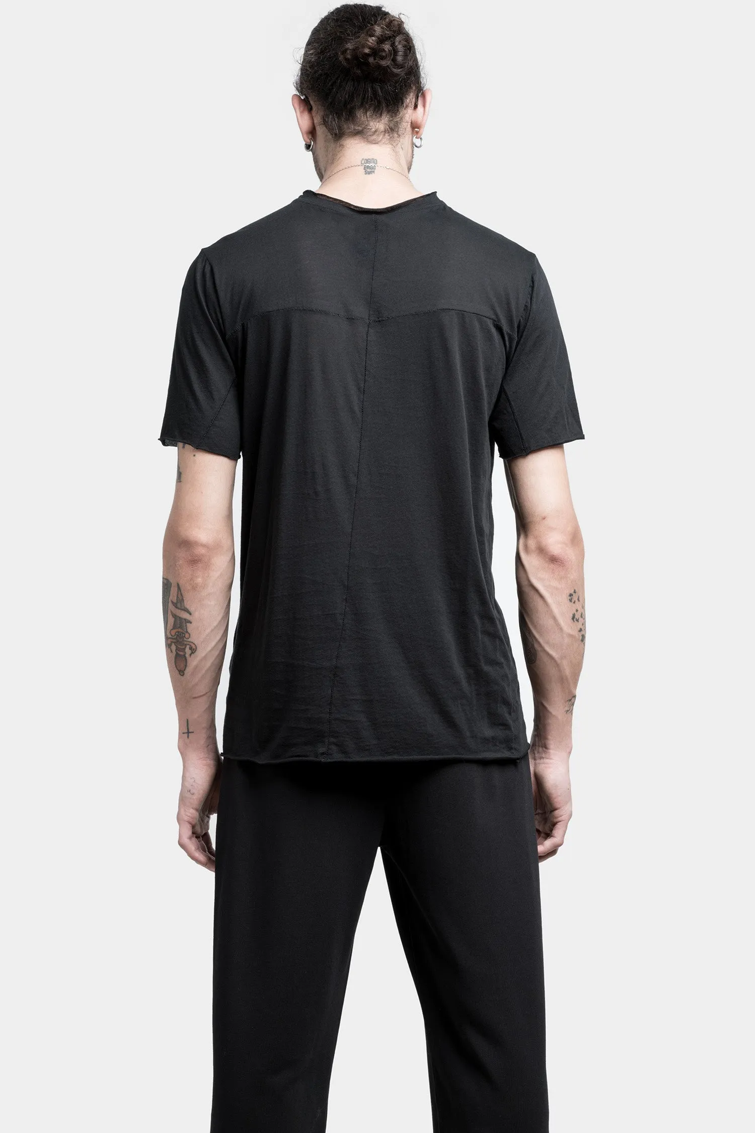 V-neck lightweight cotton tee, Black