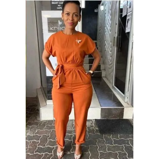 Vintage Fashion Short Sleeve Jumpsuit