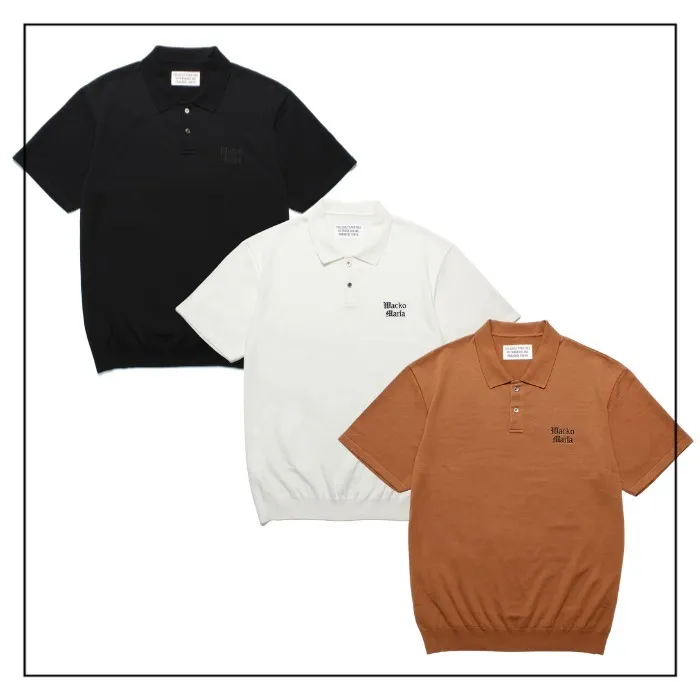 WACKO MARIA  |Street Style Plain Cotton Short Sleeves Oversized Logo Polos