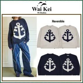 Wai Kei  |Unisex Street Style Long Sleeves Plain Oversized Logo