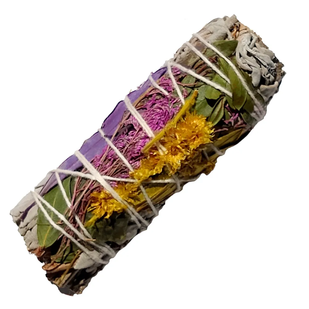 White Sage with Calendula Floral Flowers Smudge Stick 3-4