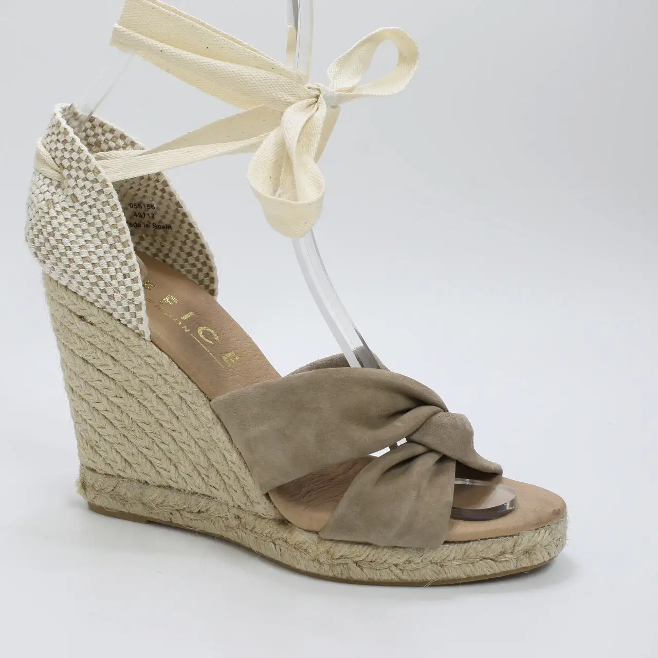 Womens Office Heather Ankle Tie Espadrilles Beige Suede