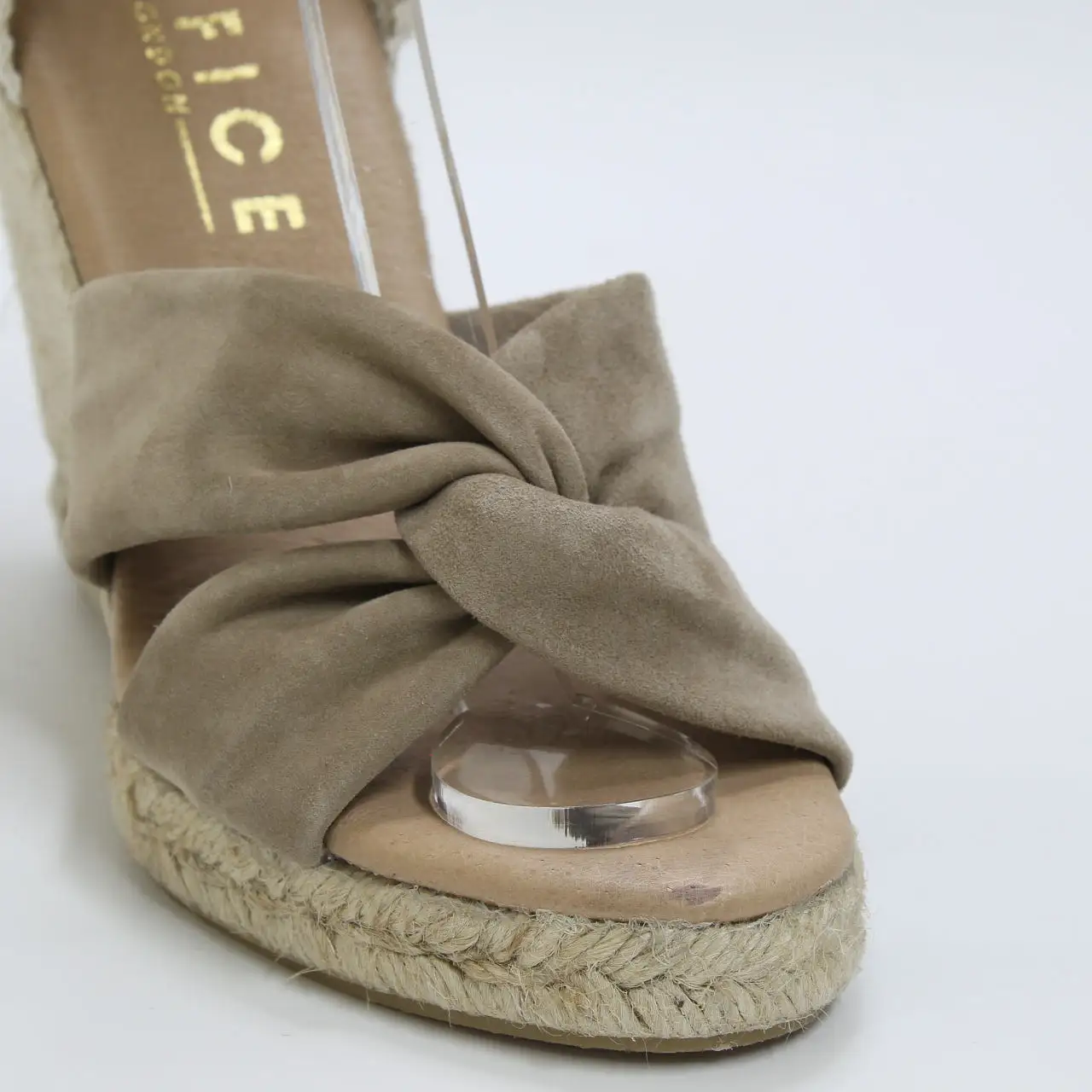 Womens Office Heather Ankle Tie Espadrilles Beige Suede