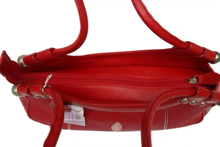 Women's Red Authentic Exotic Stingray Genuine Cow Leather Handbag