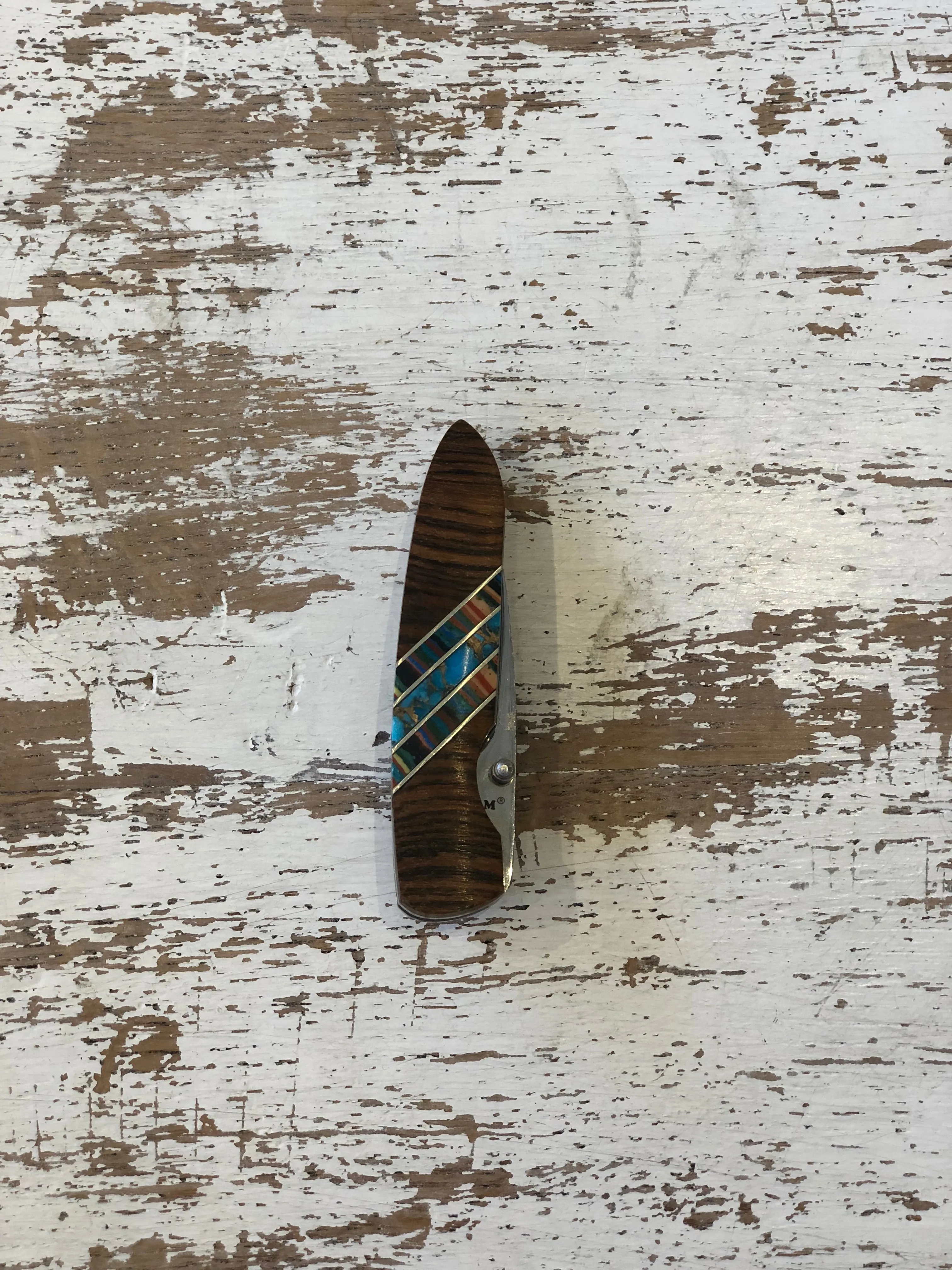 Wood + Turquoise Multi Color Knife