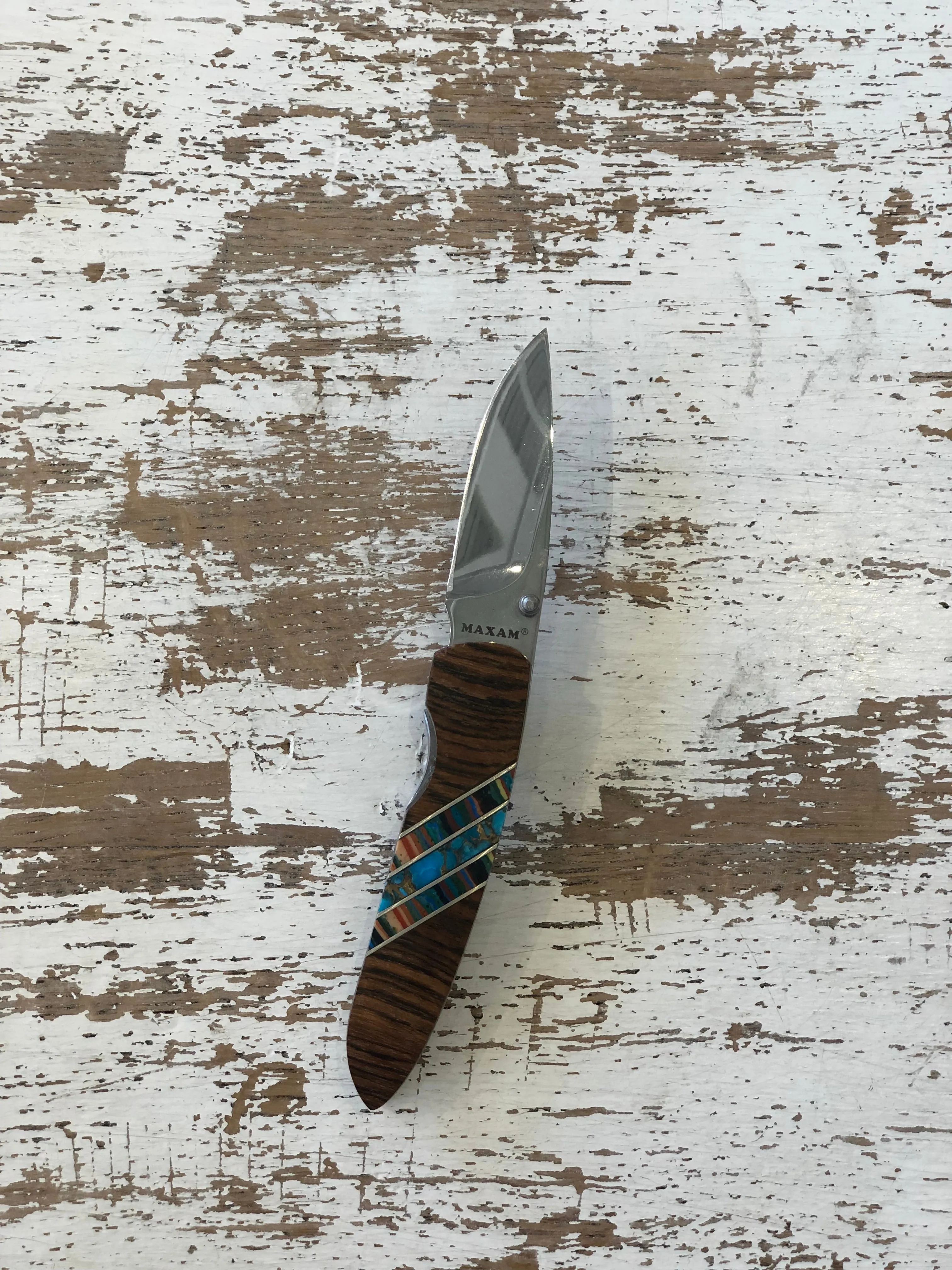 Wood + Turquoise Multi Color Knife